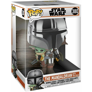 Funko Pop Star Wars The Mandalorian 10 Inch Chrome Mandalorian With The Child