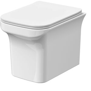 Hilderstone Rimless Wall Hung Square Toilet Pan, Soft Close Seat - BCFR540