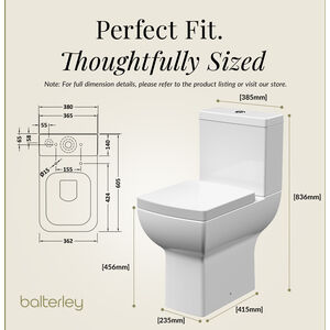 Hilderstone Comfort Height Toilet Pan, Cistern, Soft Close Seat