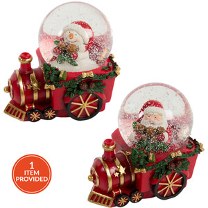 Santa Snowman Train Snow Globe