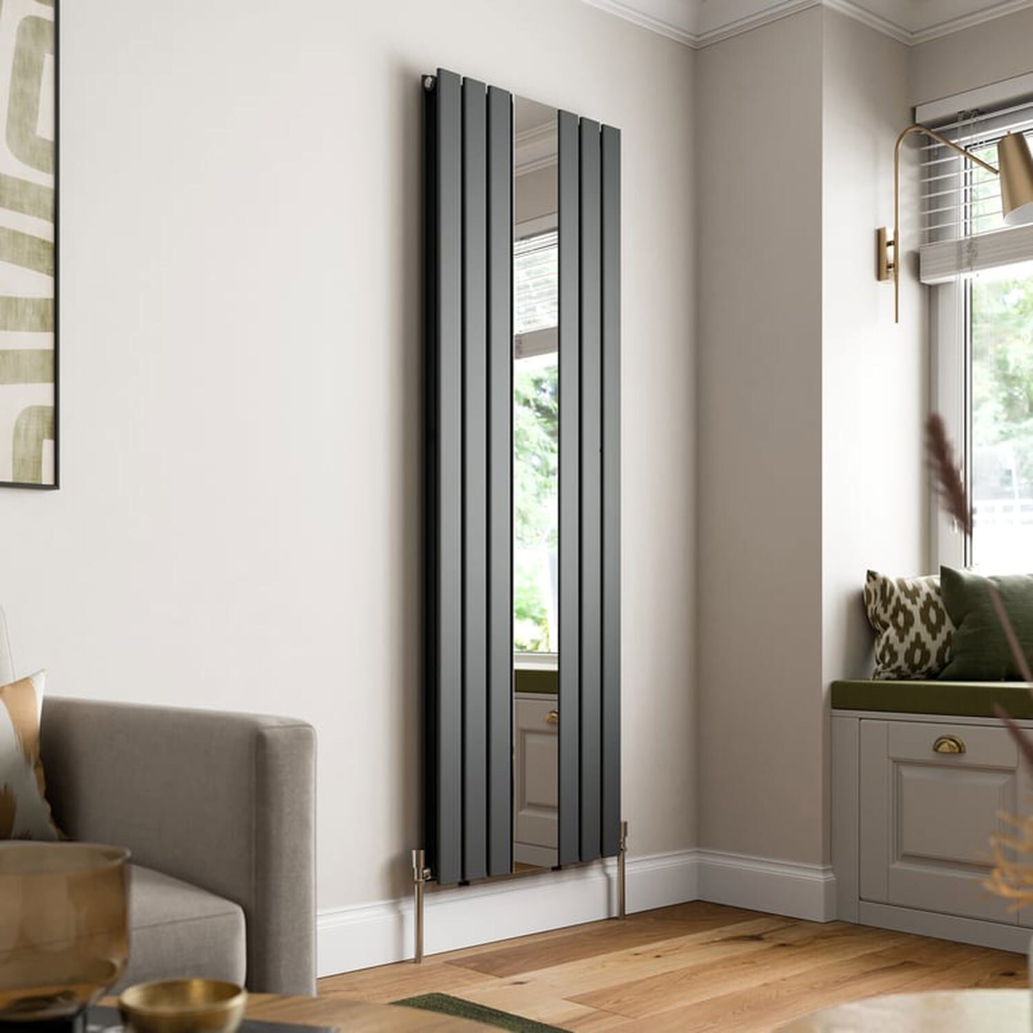 Temprazo 1800 X 600Mm Double Flat Panel Vertical Mirror Radiator - Anthracite - Anthracite