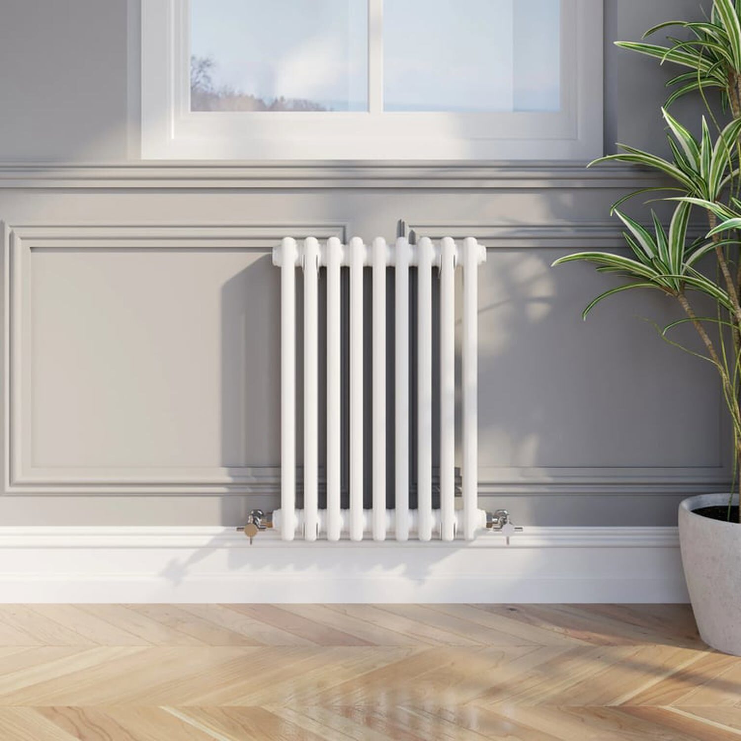 Temprazo Traditional Colosseum Double Bar Column Radiator White 300 X 605Mm - White / 425Mm / 600Mm / 70Mm