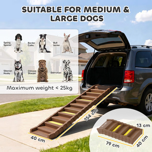 Brown PawHut Foldable Dog Ramp for Car Non-Slip for SUVs Trucks shot 16808219
