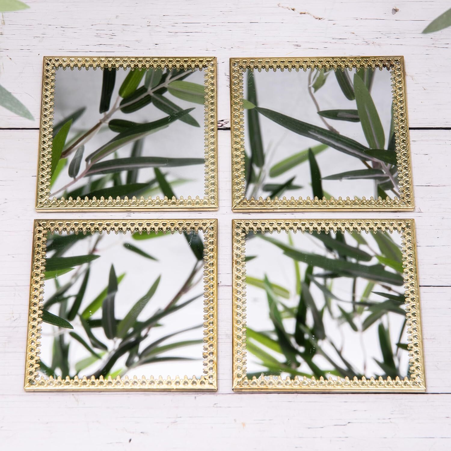 Image of Set of 4 Gold Metal Square&hellip;