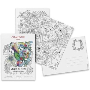 L'Esprit des Forêts Colouring Postcards - 12 Forest Illustrations, 400gsm Paper