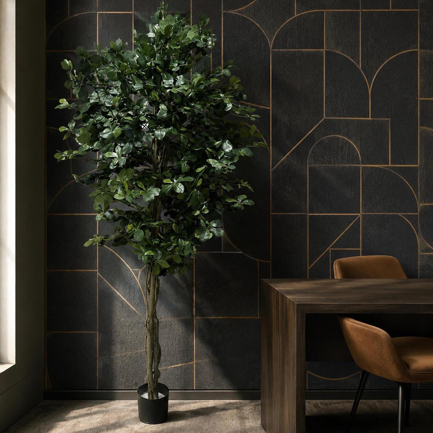 Botanik 180Cm Artificial Fire Retardant Black Olive Tree And Trunk - Green Olive Tree