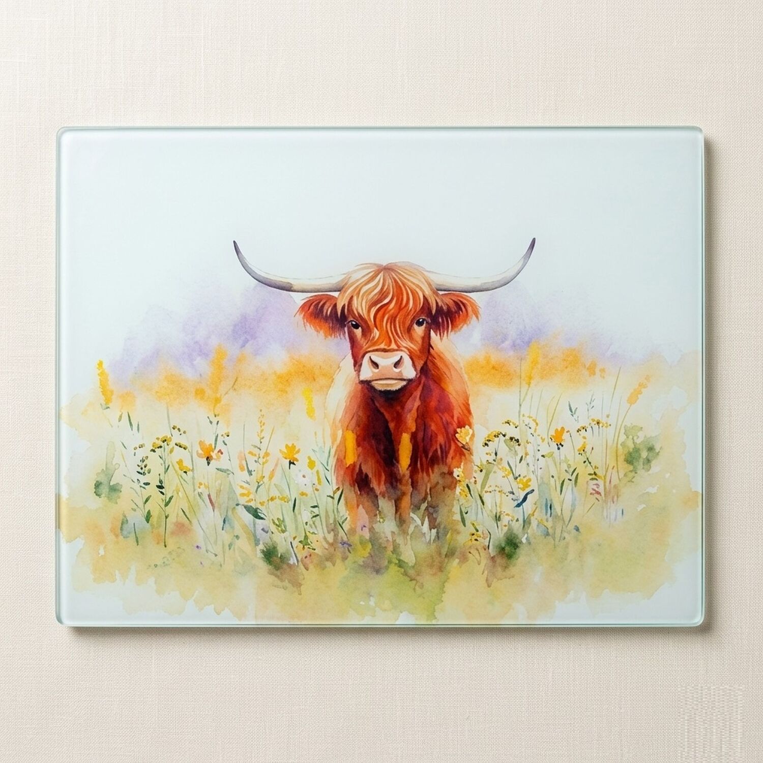 Image of Highland Cow Glass Chopping Board Kitchen&hellip;