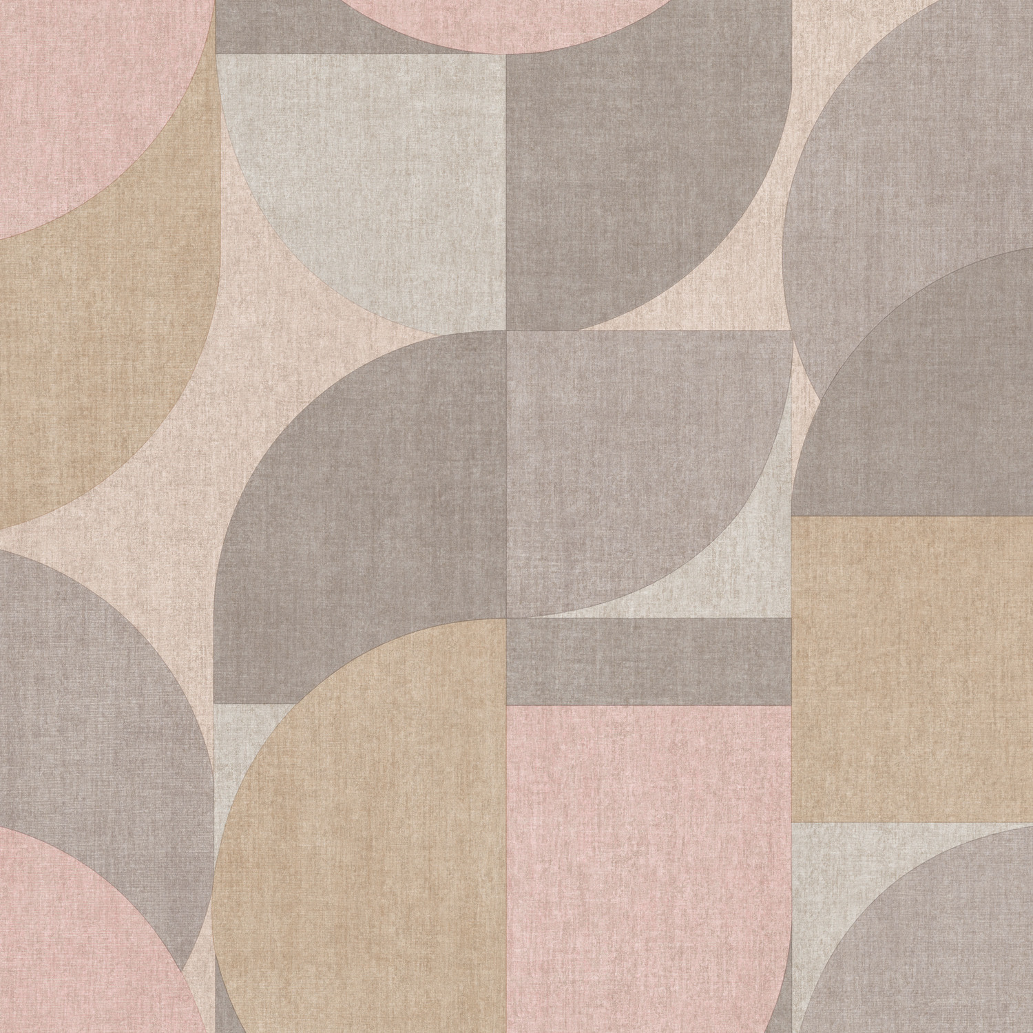 Grandeco Geometric Shapes Bauhaus Textured Wallpaper - Pink