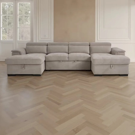 Beige Luxury Alaya U Shape Sofa Bed