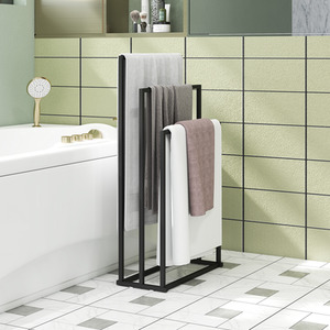 HOMCOM Freestanding Towel Rack  Steel Towel Rail Holder