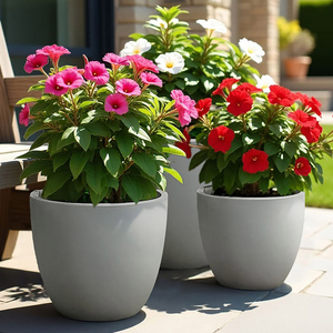 Cluster Set of 3 Size Idealist Outdoor Plant Pots, Round Flower Pot, Garden Pots