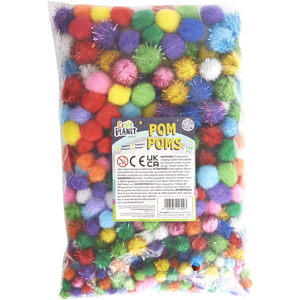Craft Planet Pom Poms 550pk Assorted Acrylic Standard & Metallic