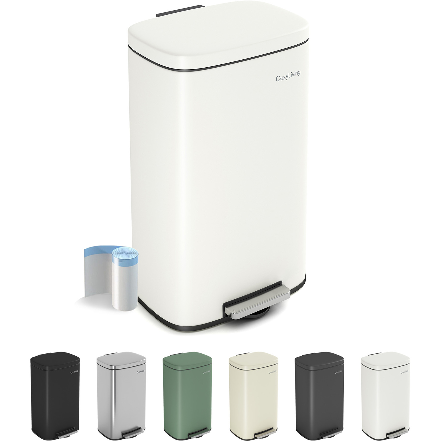 B&Q -  30L Pedal Bin Kitchen & Bathroom Household Rubbish Office Waste Bin - Image 3