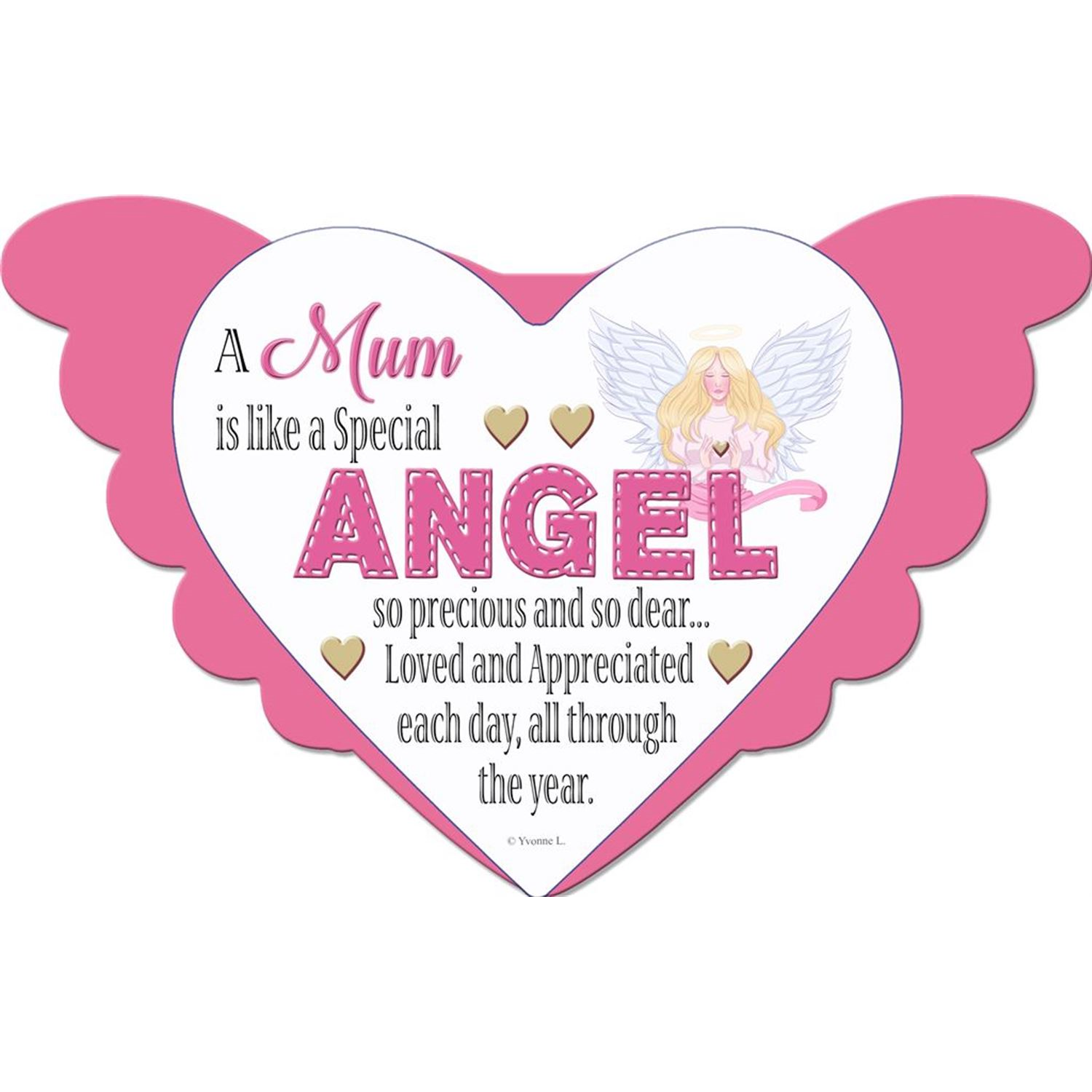 MUM Angel Heart Design Plaque - Multi