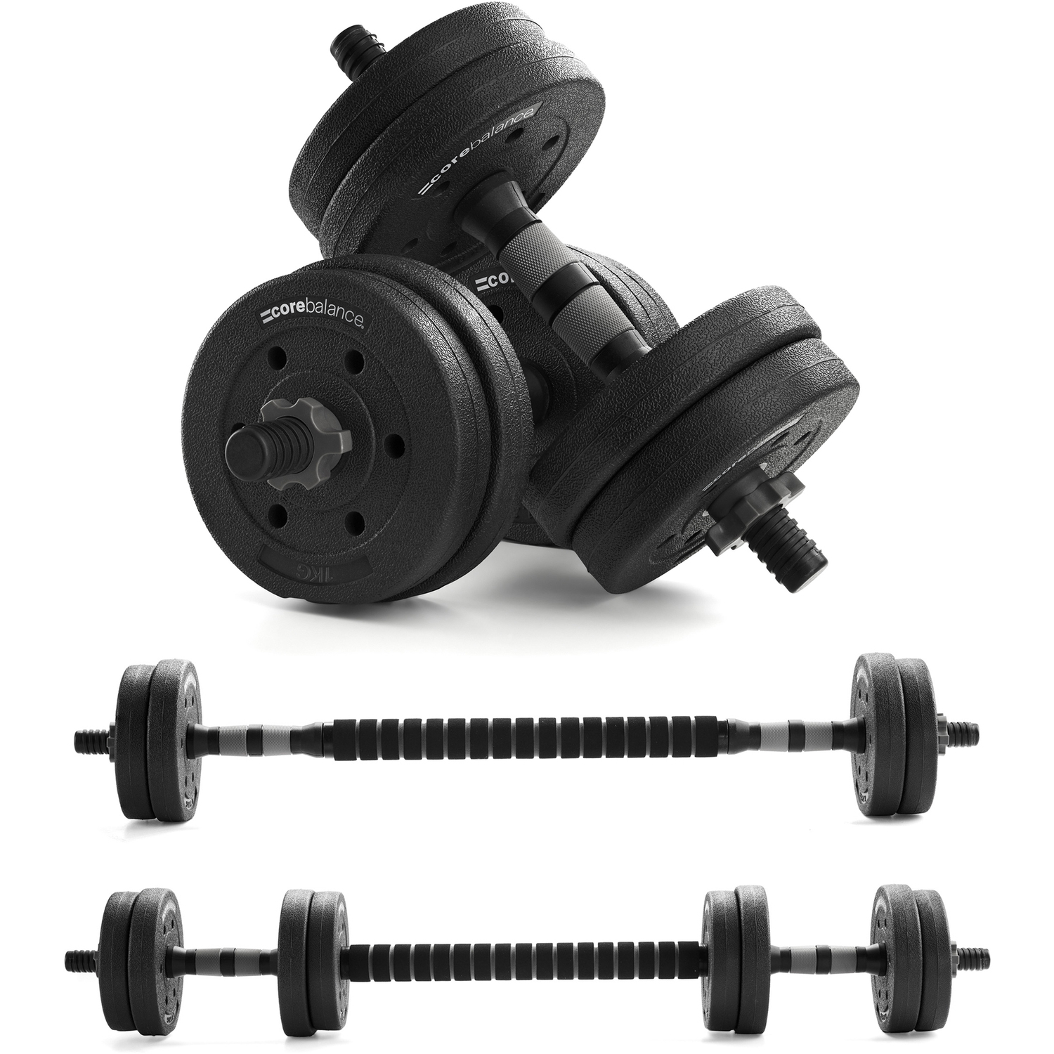 Core Balance Adjustable Dumbbell & Barbell Set - Black / 10Kg
