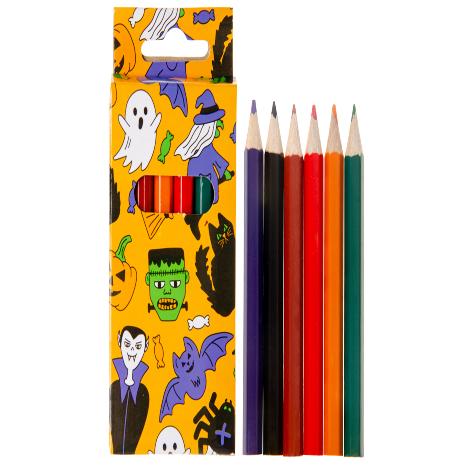  - 12 Pack Of 6 Pieces Halloween Colored Pencils 9Cm- Theme Party Bag Filller Gifts - Image 3