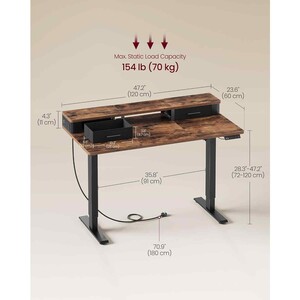 Electric Standing Desk Power Strip Drawers, Brown