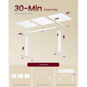 Electric Sit Stand Desk with Memory Presets, White