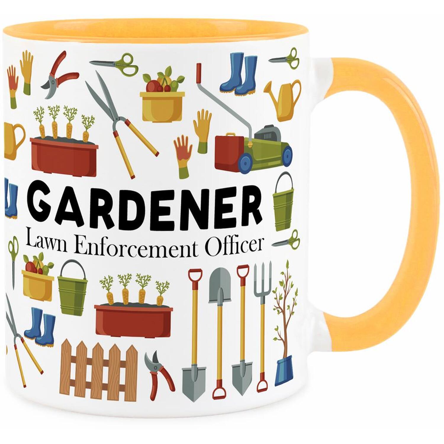 B&Q -  Gardener MugHumorous Landscaping & Gardening Job Themed Novelty GiftsTea/coffee Hot Drinks Golden Yellow Ceramic Cup Present - Image 3
