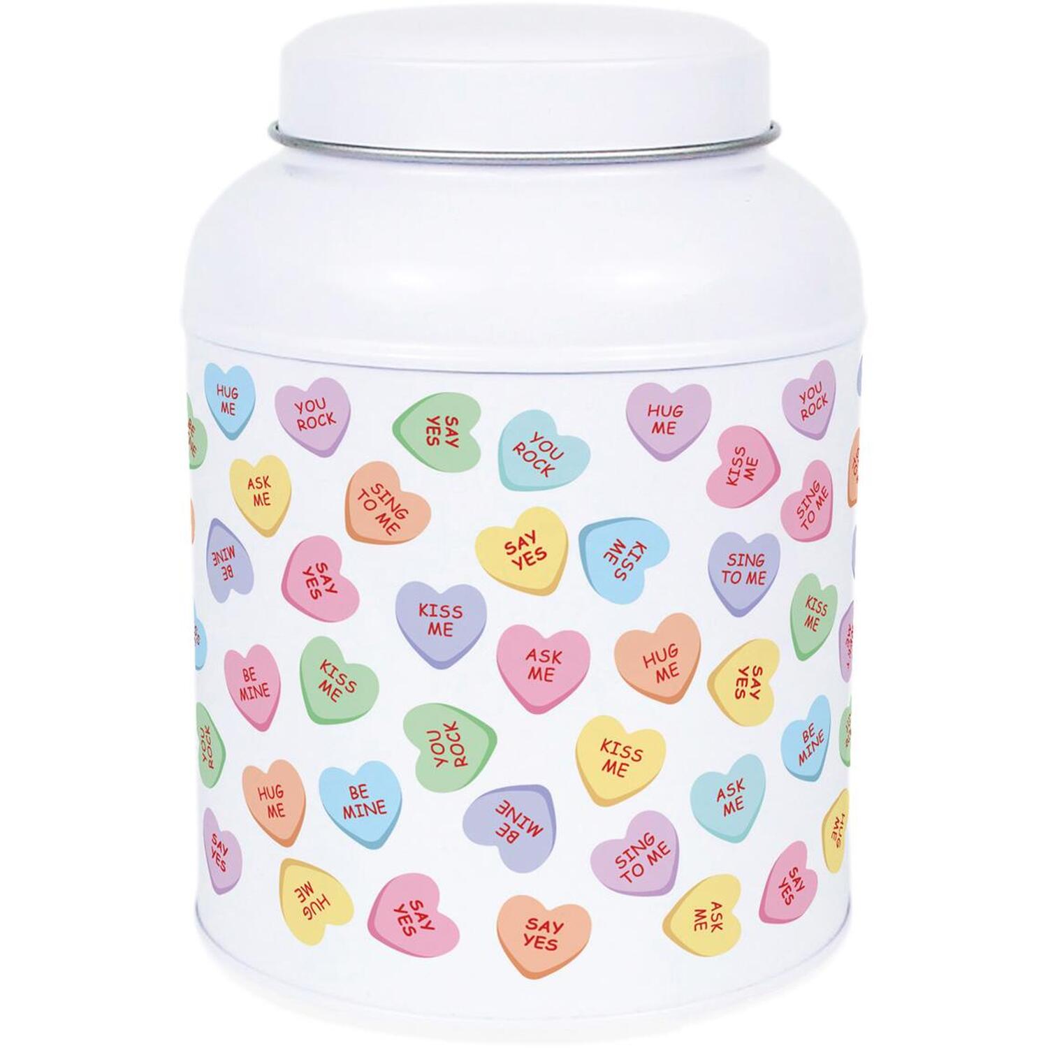 Purely Home Heart Candy Hot Chocolate Canister - Small Domed Lid Kitchen Storage Tin - No Text