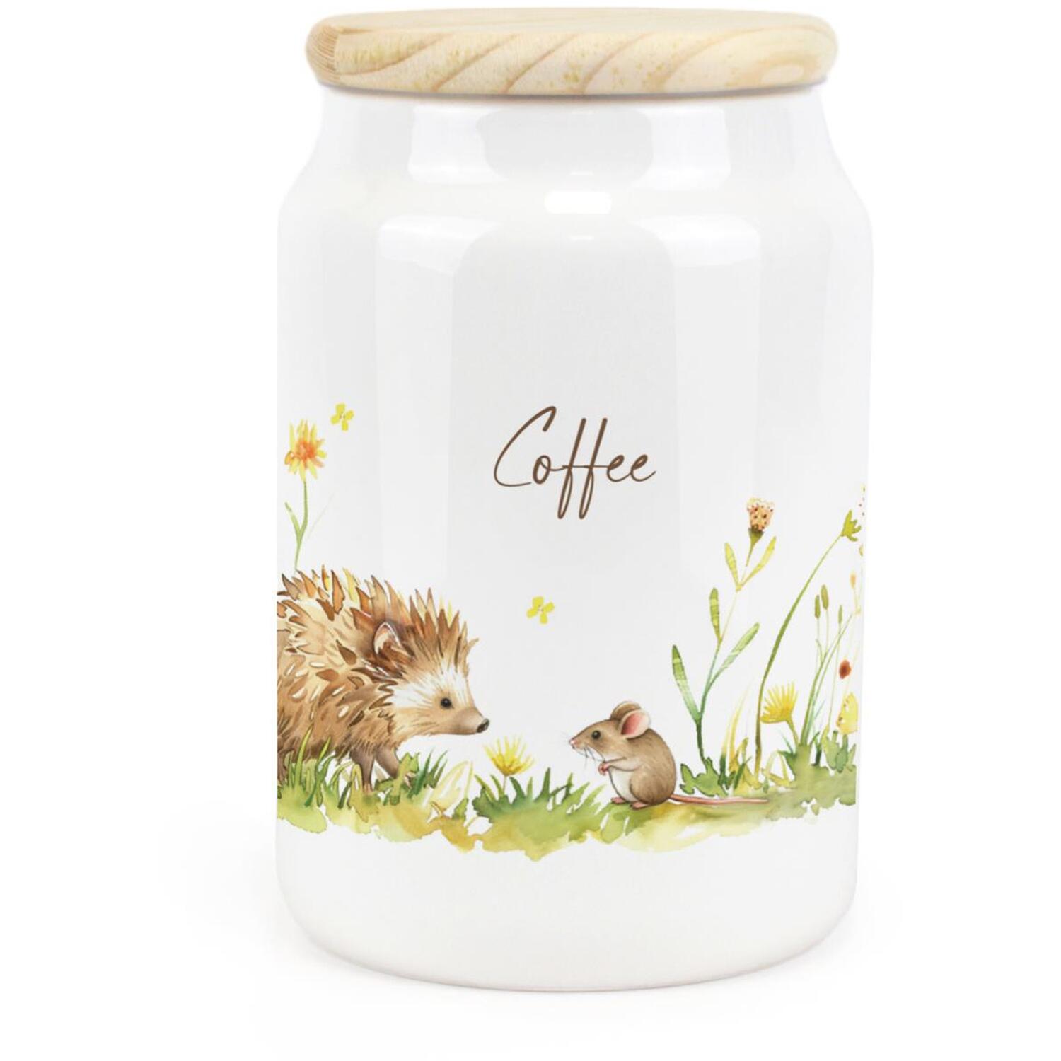 Purely Home Hedgehog & Mouse Ceramic Coffee Storage Canister - White