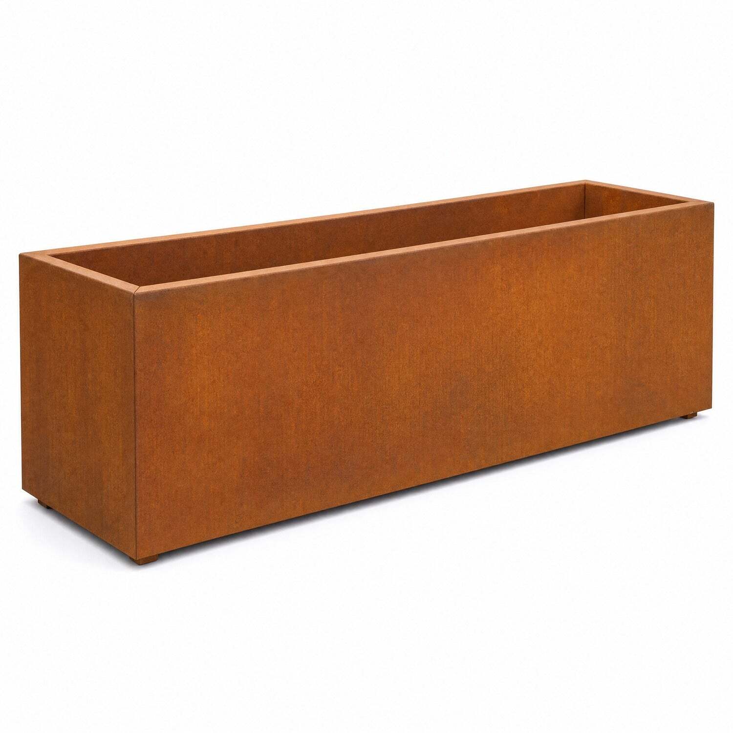 Woven Wood Corten Steel Trough Planter - 100Cm X 40Cm X 40Cm / With Liner