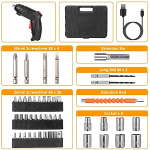 48 in 1 Cordless USB Rechargeable Electric Screwdriver Set with LED Light