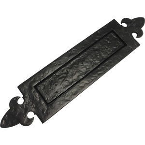 Black Antique Letter Plate Plain or Fleur De LYS Cast Iron