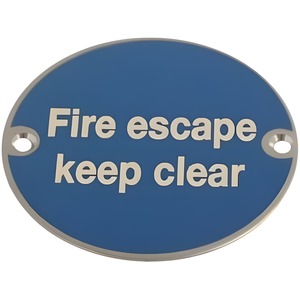 Dzina Fire Escape Keep Clear Door Sign Screen Printed 75mm PSS Pack of 1
