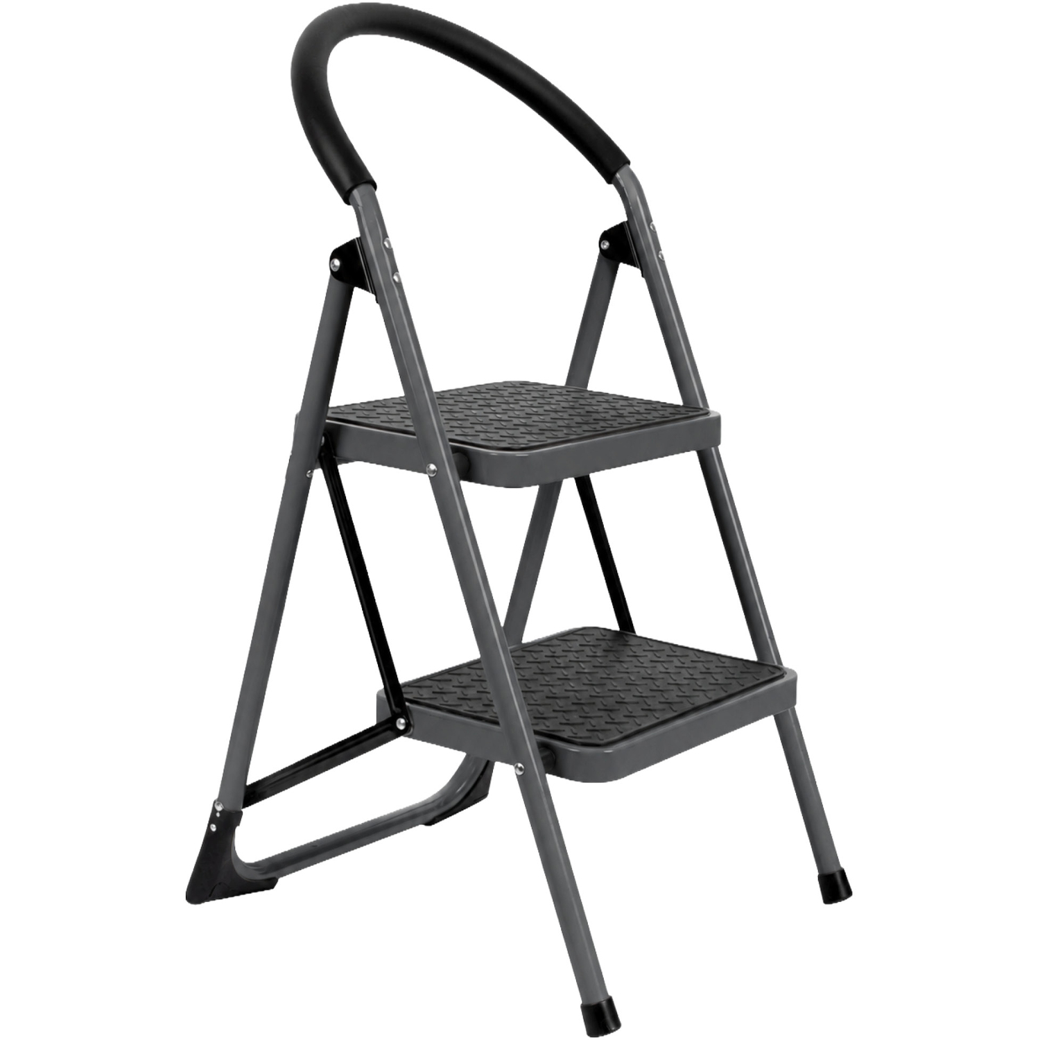 Futura 2 Step Premium Heavy Duty Steel Folding Ladder Grey - Grey