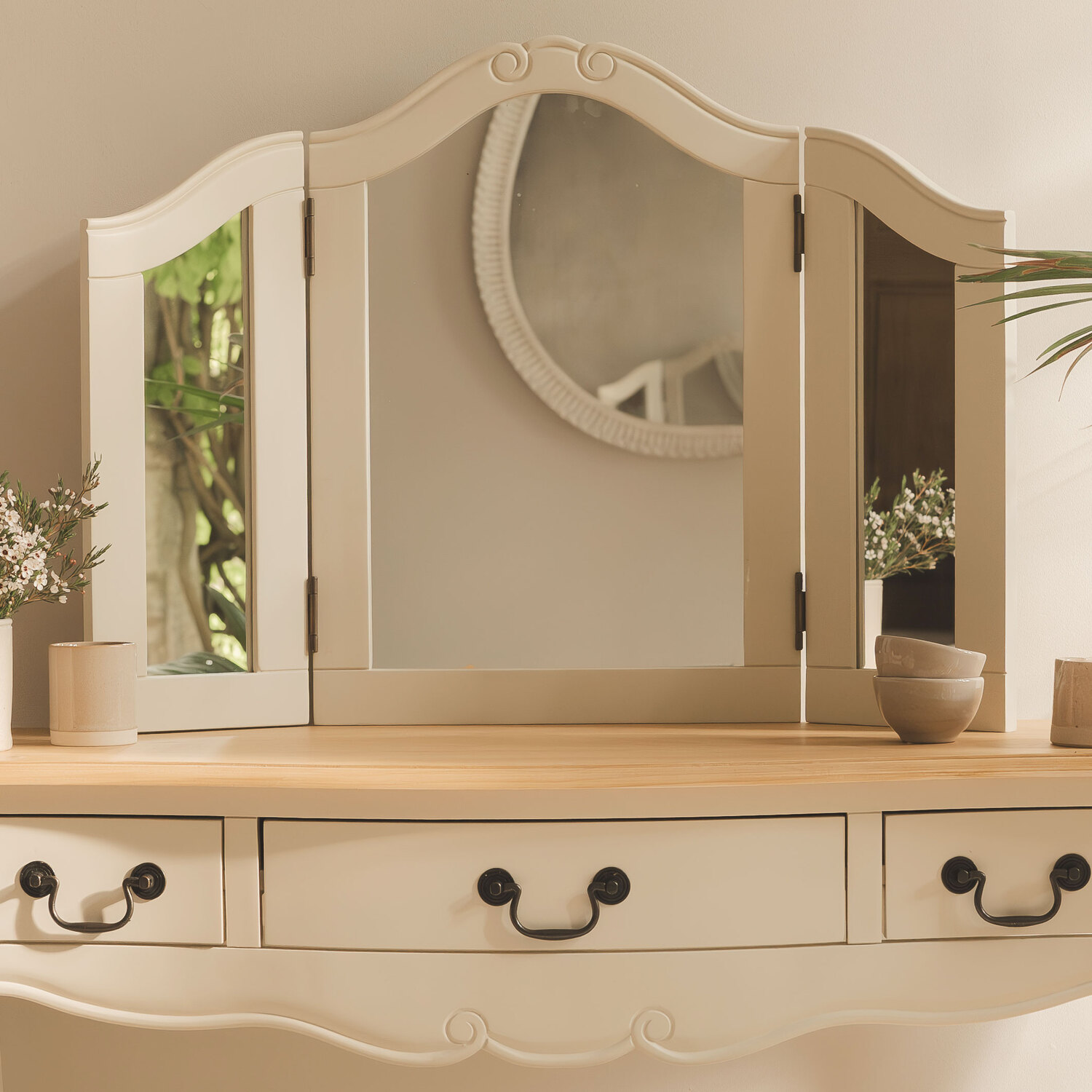 Statement Furniture Juliette Dressing Table 3-Way Mirror - Champagne