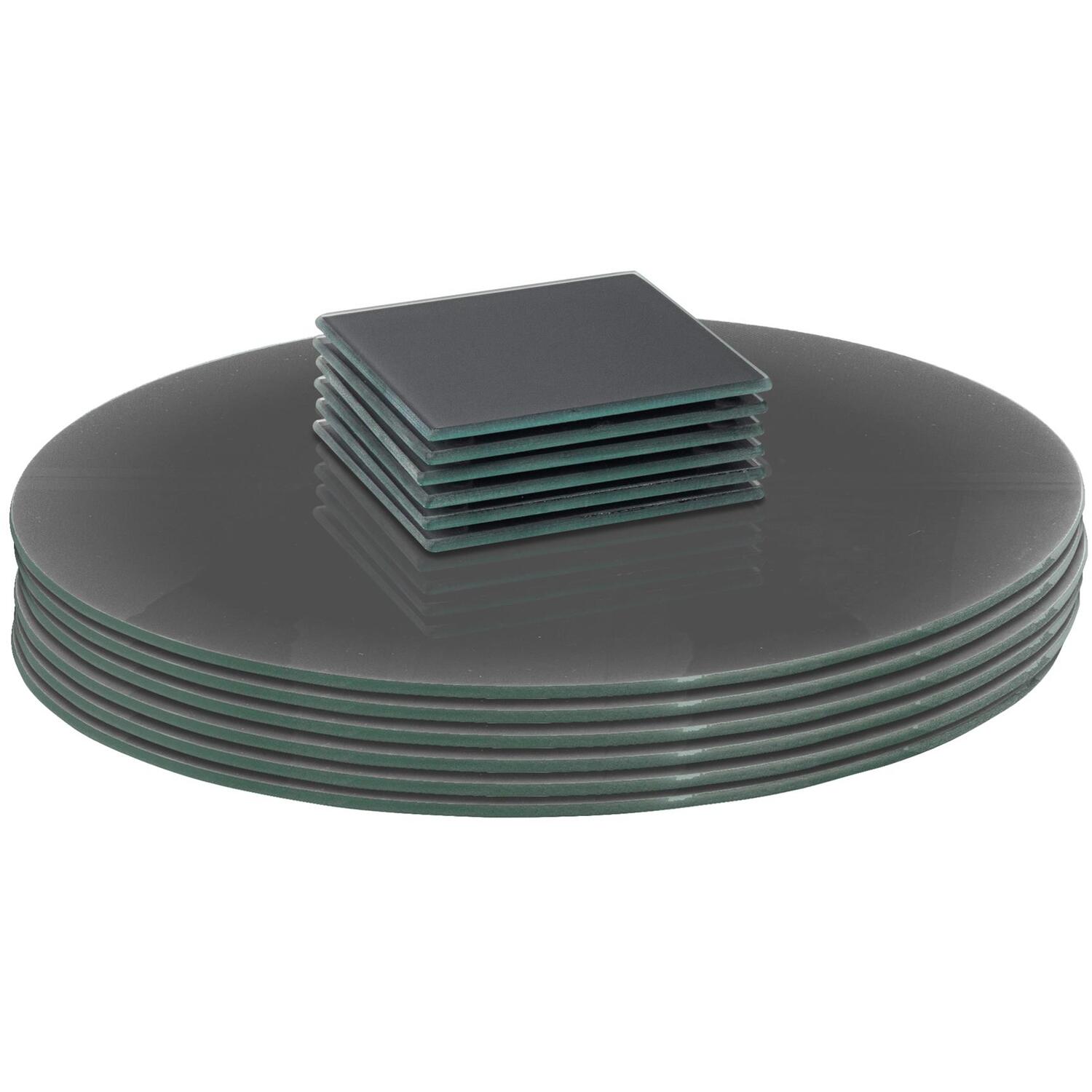 Image of 12pc Round Glass Placemats with Square&hellip;