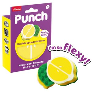 Vileda Punch Lemon Multi Purpose Sponge Scourer