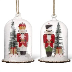 Set of Two Nutcracker Dome Christmas Tree Decorations