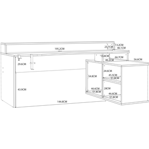 Tezaur Black Storage Gaming Desk 3 Shelves with Colour Changing LED
