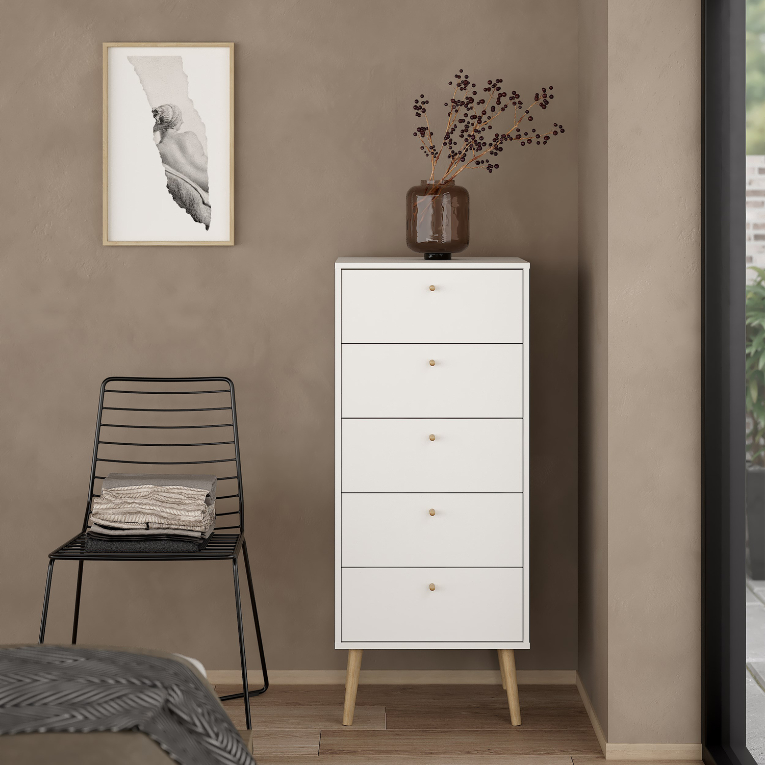 Furniture To Go White Cumbria Chest 5 Drawers - Cumbria Chest 5 Drawers - Matt - Melamine - Image 5