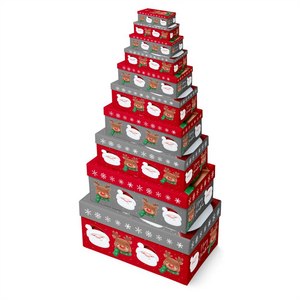 Pack-of-10-Santa-&-Reindeer-Oblong-Christmas-Nested-Boxes