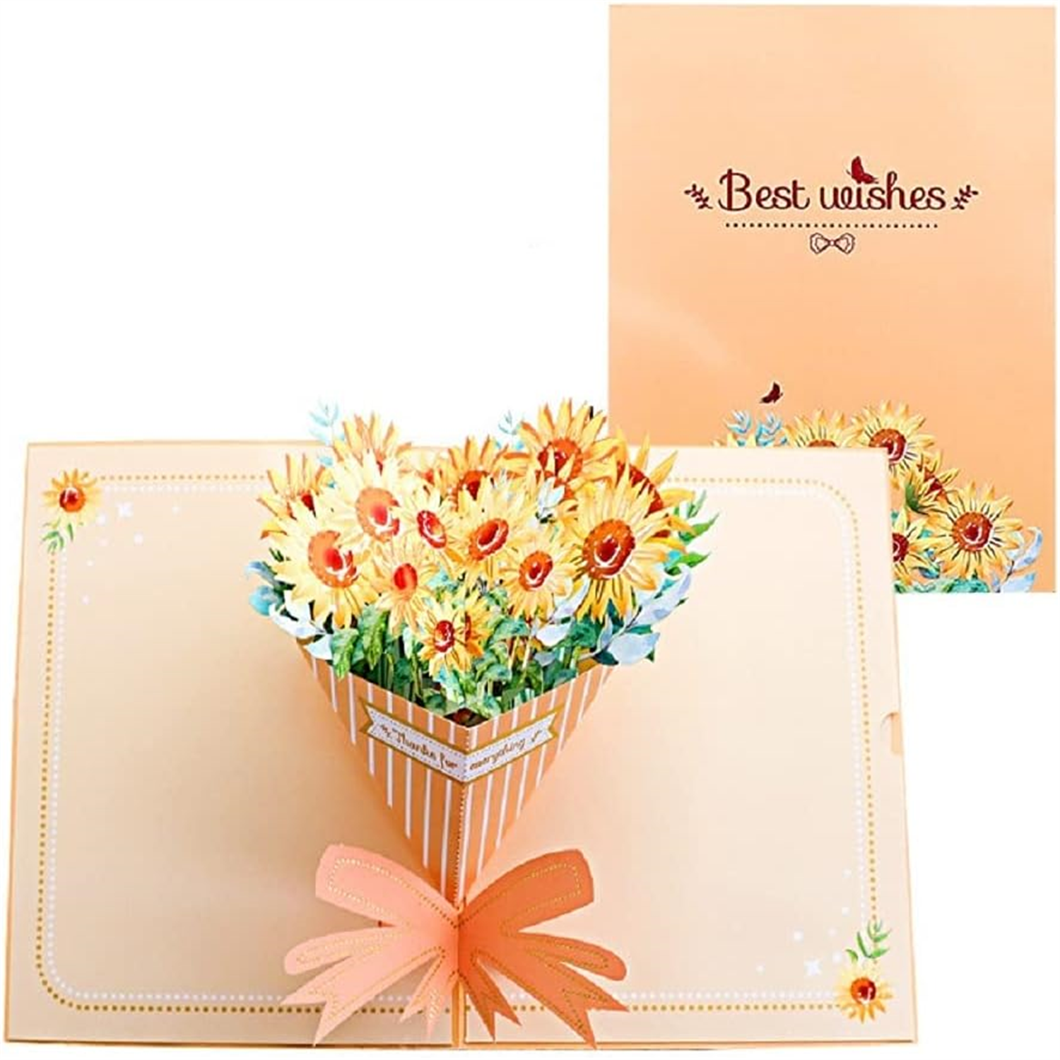 Brightfeel Elegant Sunflower Bouquet 3D Pop Up Greeting Card - White