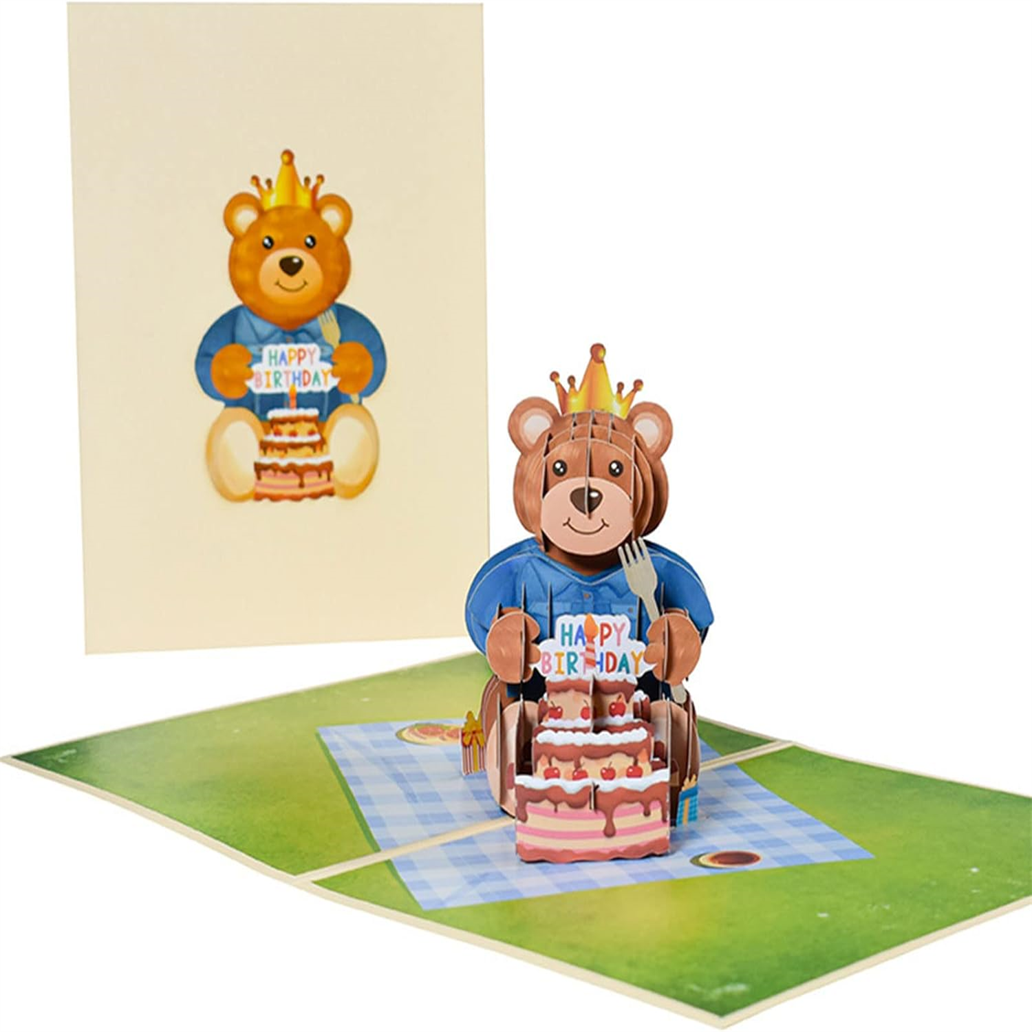  - Bear On Picnic Scene 3D Pop-Up Birthday Card - Image 3