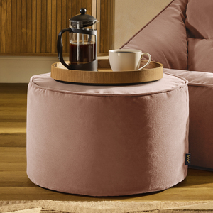 Pink icon Milano Round Velvet Pouffe shot 19507559