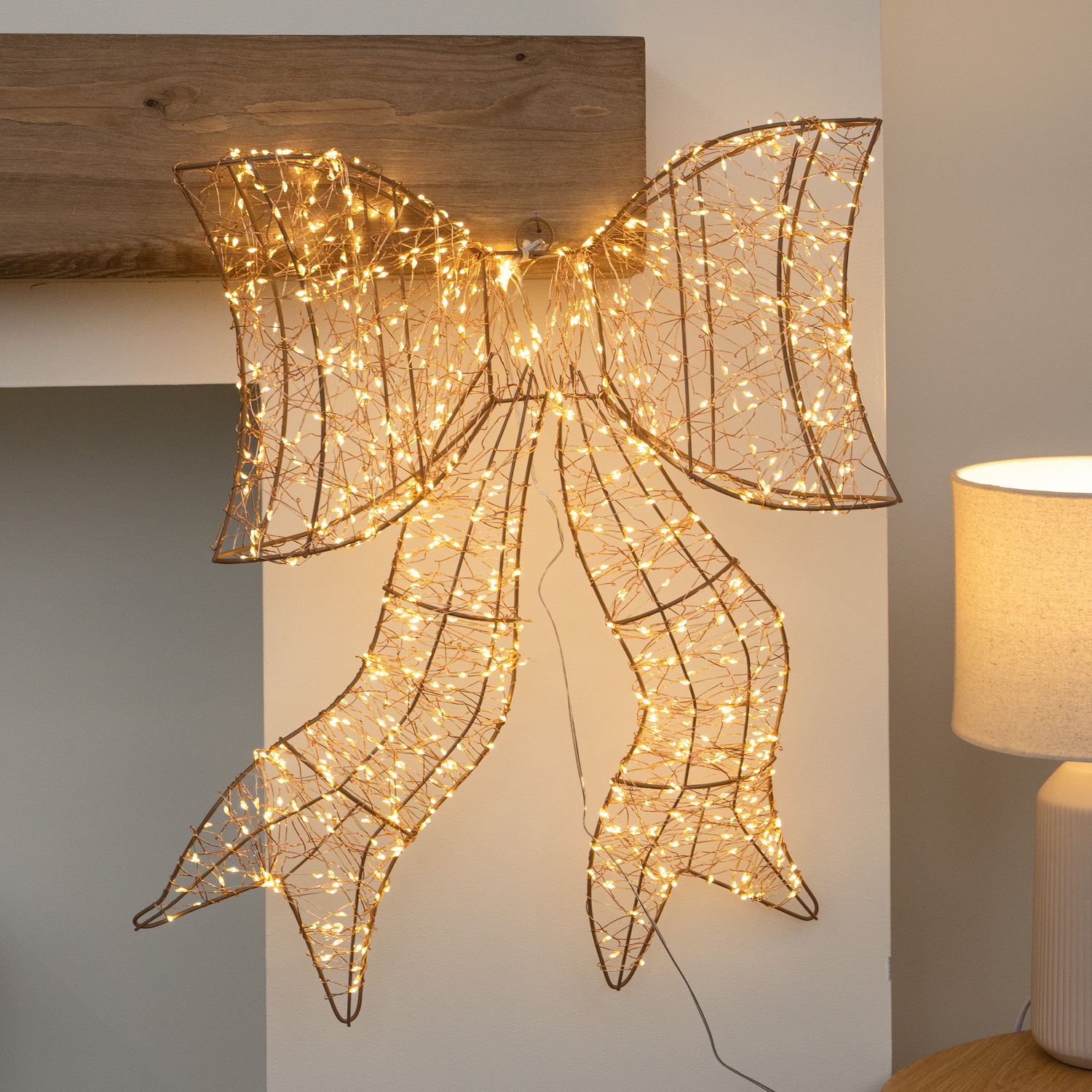 960 Warm Led -Up Christmas Galaxy Bow 58Cm White/Light Samuel Alexander - Image 3