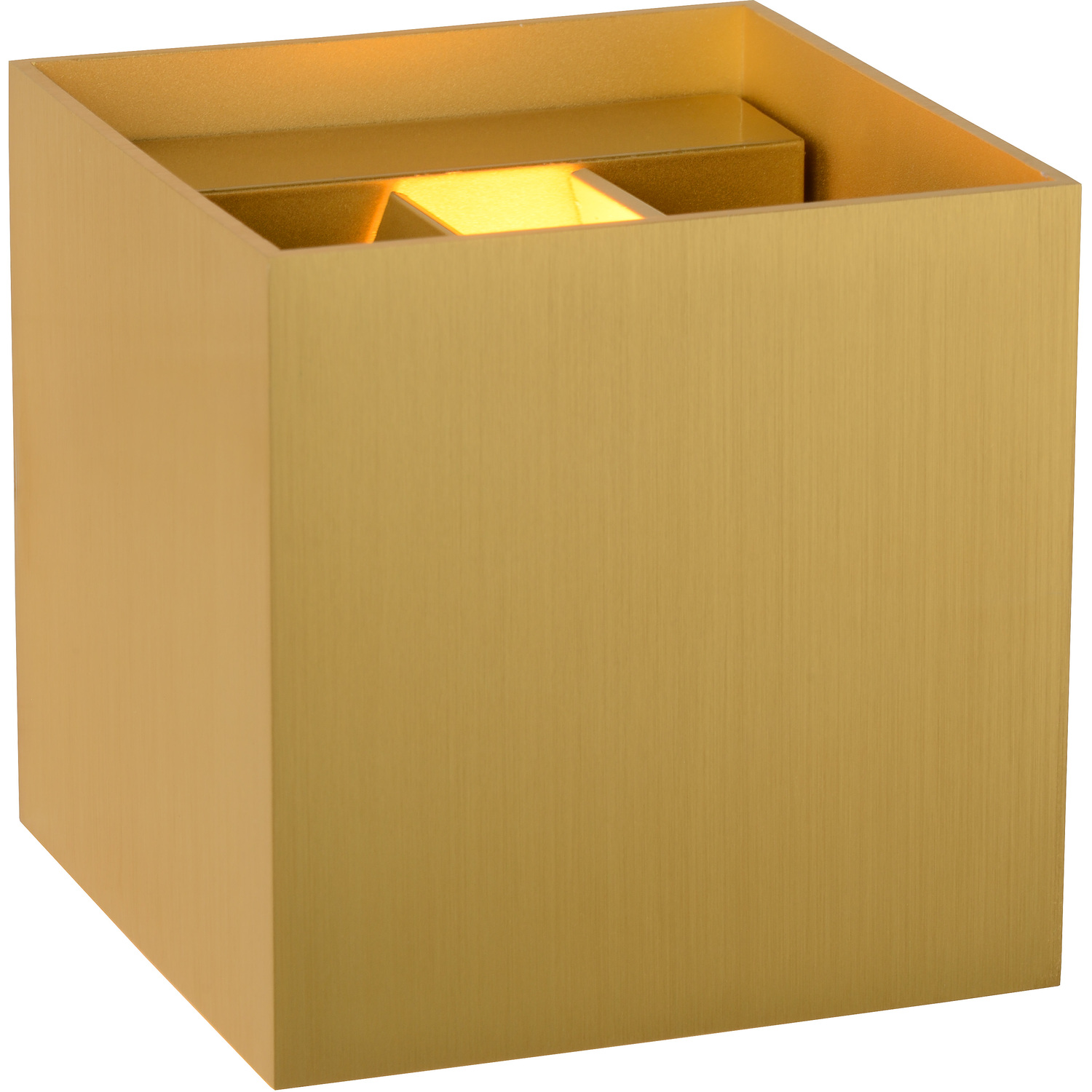 Lucide Unisex Gold 'Xio' Stylish Dimmable Indoor Adjustable Up Down Cube Wall Light In Small - Image 2