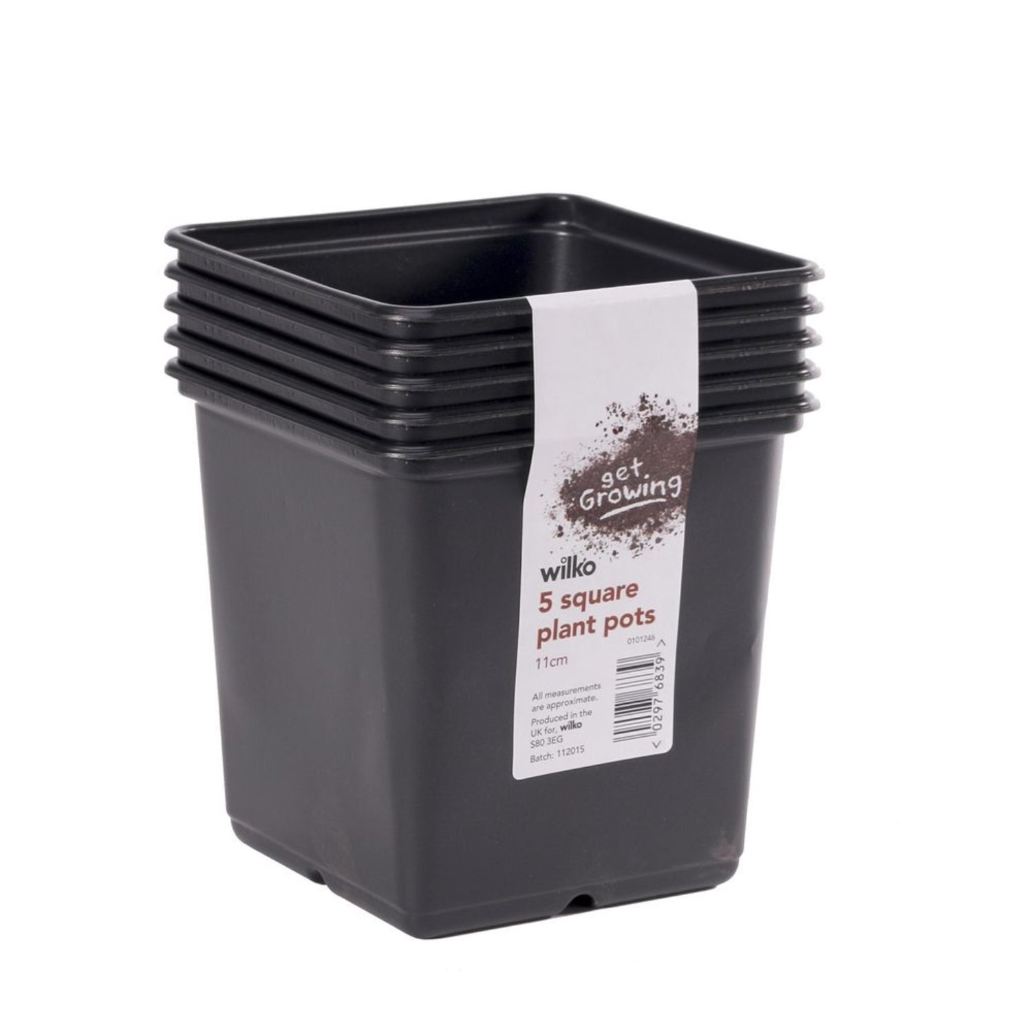 Kdmd Unisex Black 11Cm Square Pots X5 5 Pack - Image 3