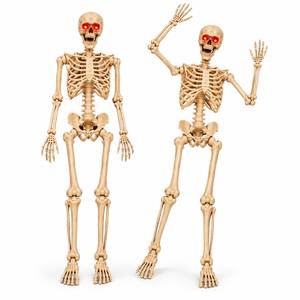 Pack of 2 5ft Posable Halloween Skeletons with Red LED Eyes