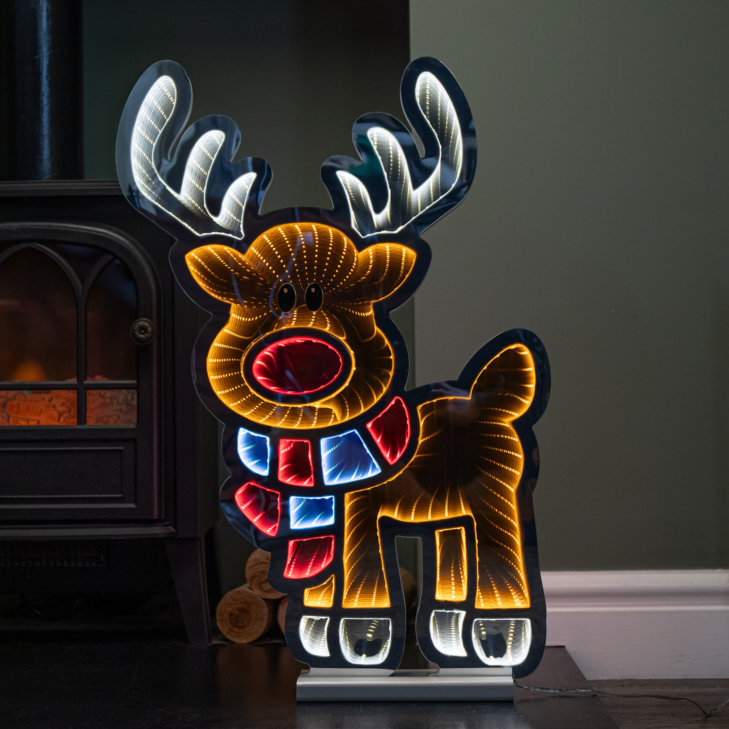 Rackhams Light 60Cm Up Christmas Reindeer Infinity Decoration With Leds - Image 4