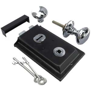 Solid Rim Lock Door Knob, Polished Chrome