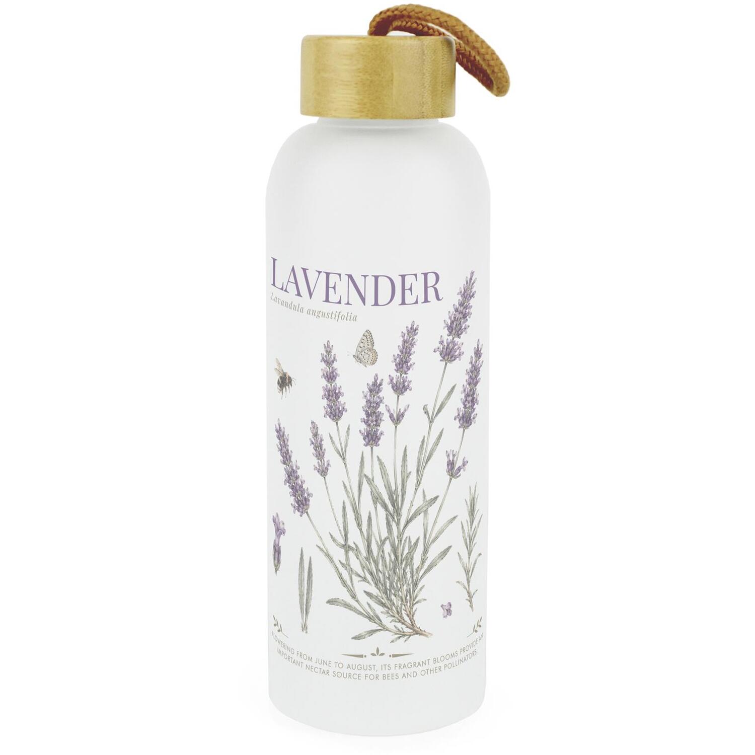 B&Q -  Flora Studies Lavender Glass Water Bottle With Bamboo Lid - Image 3
