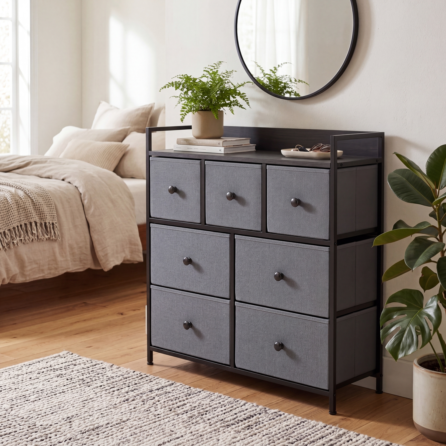HD Designs Fabric 7 Drawer Sturdy Steel Chest of Drawers A