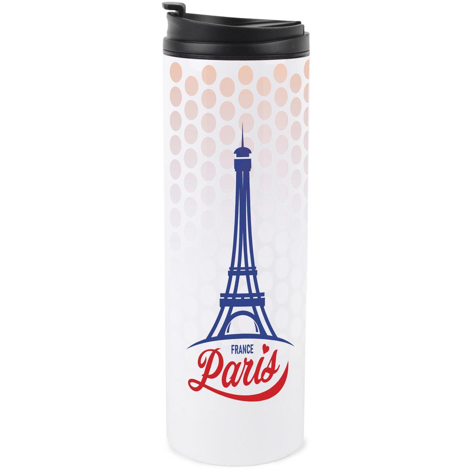 B&Q -  Paris Travel MugRed & Blue Eiffel Tower Polka DotsReusable Stainless Steel Vacuum-Sealed Double-Walled Hot/cold Drinks Flask - Image 3