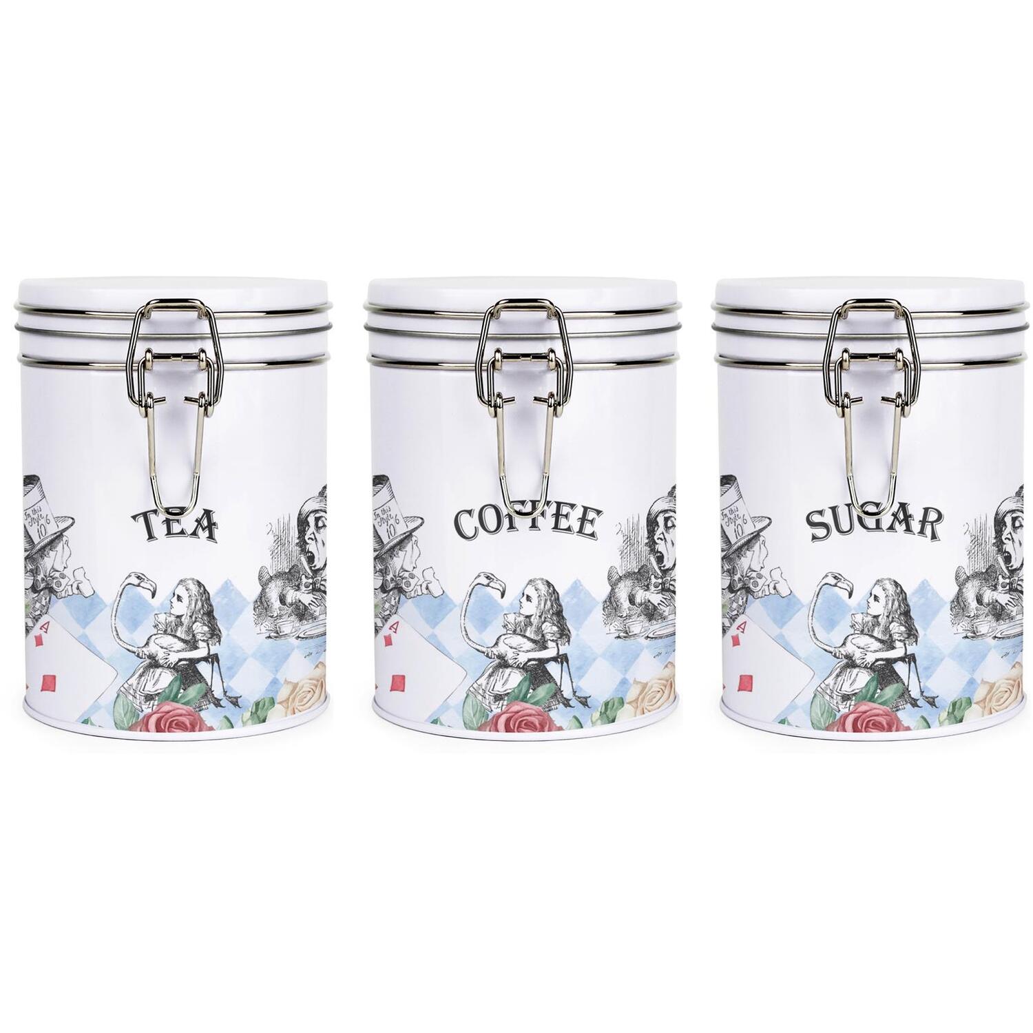 B&Q - Alice In Wonderland Clip-Lid Kitchen Storage Canister SetTeaCoffee & Sugar - Image 3